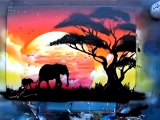 牛人噴霧作畫，完工瞬間驚呆了