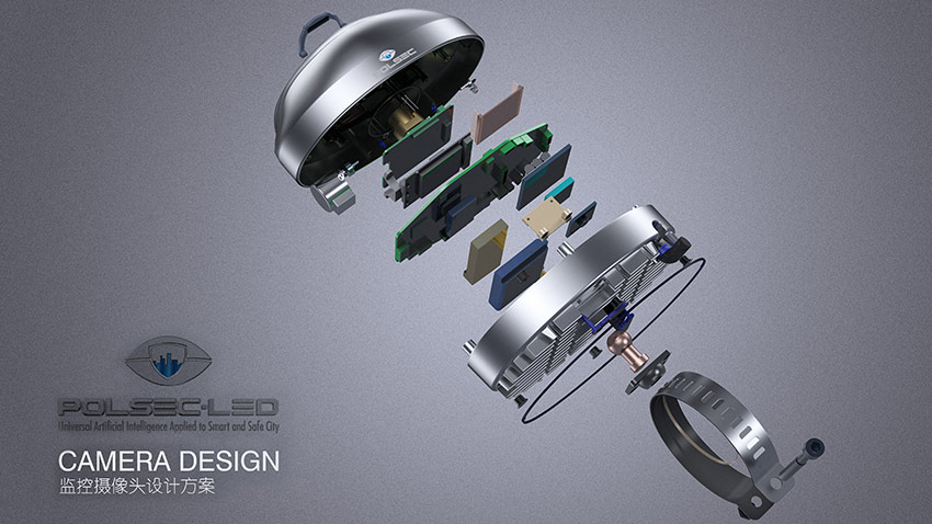 藍(lán)牙智能監(jiān)控攝像頭外觀設(shè)計結(jié)構(gòu)設(shè)計案例圖分析