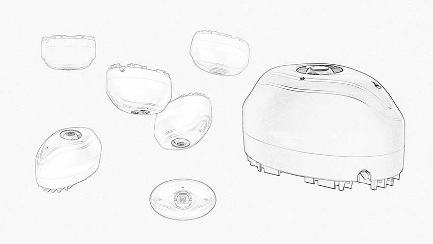 藍(lán)牙智能監(jiān)控攝像頭外觀設(shè)計結(jié)構(gòu)設(shè)計案例圖分析